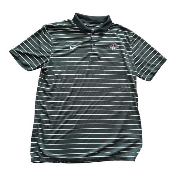 Nike Other - Nike Mens Dri-FIT Striped Polo Shirt Green White STP Logo Size Medium